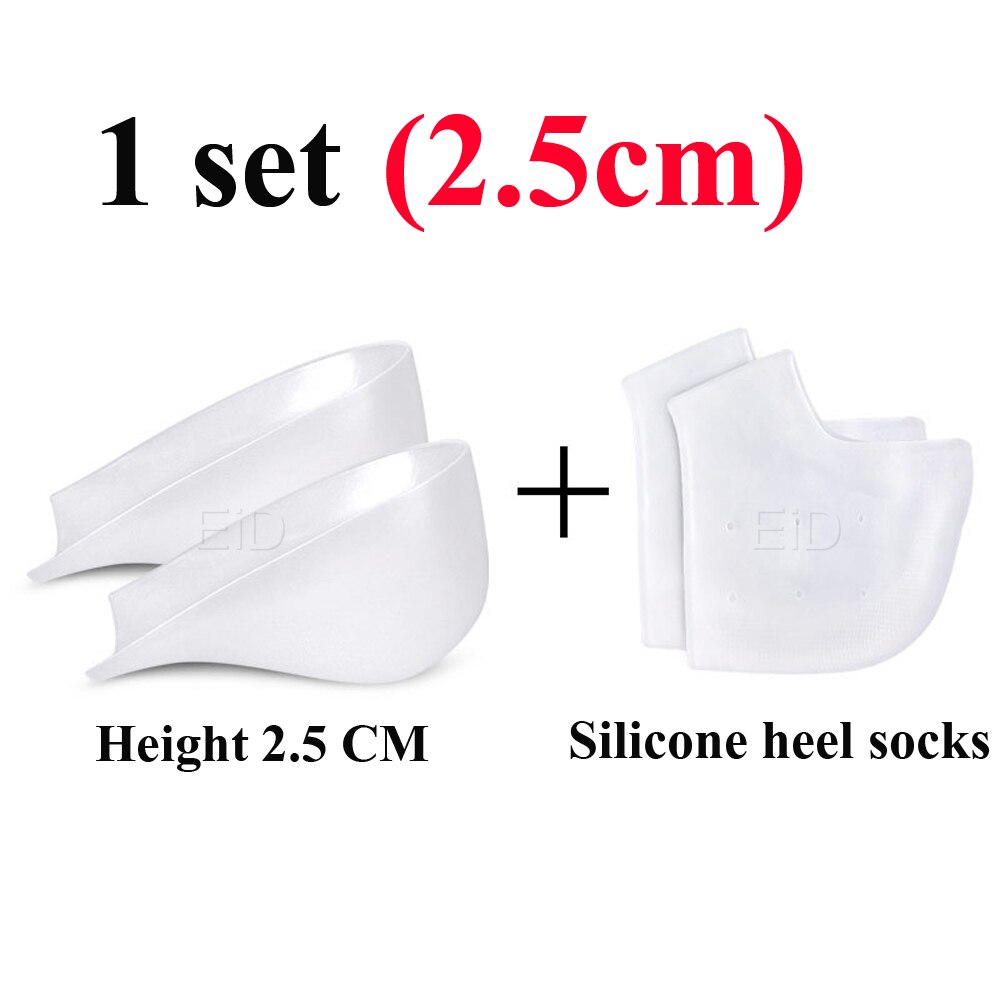 EiD unsichtbar Höer ErhöHenne Silikon Socken Gel Ferse Pads Orthopädische Bogen Unterstützung Hacke Kissen Sohlen Einlegesohle Fuß Massage unisex: Höhe 2.5cm