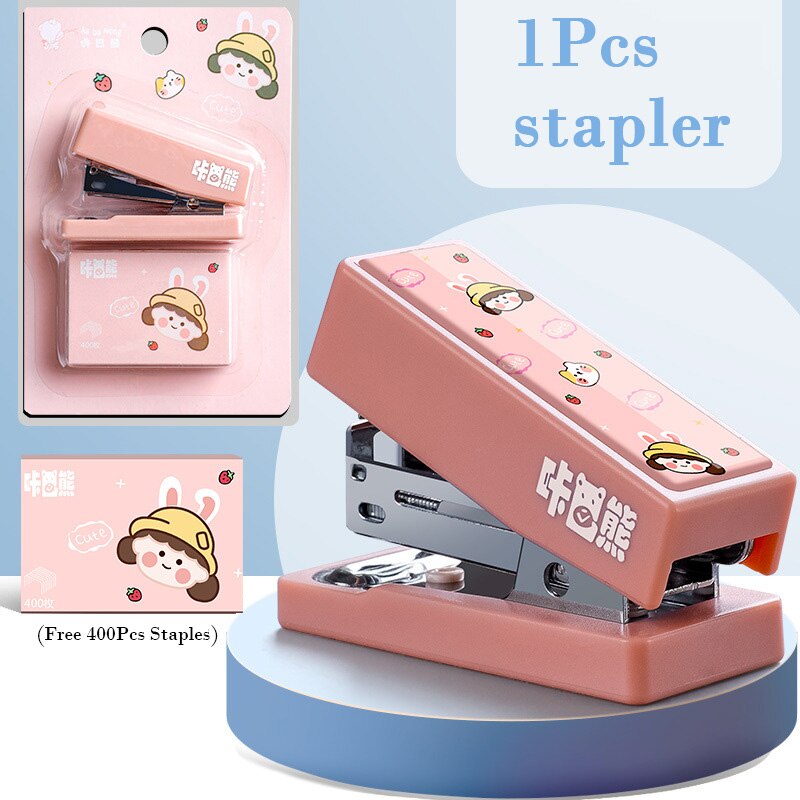 Bear Mini Stapler Set with 400pcs Staples Kawaii Astronaut Paper Binder Stationery Office Binding Tools School Supplies: 03
