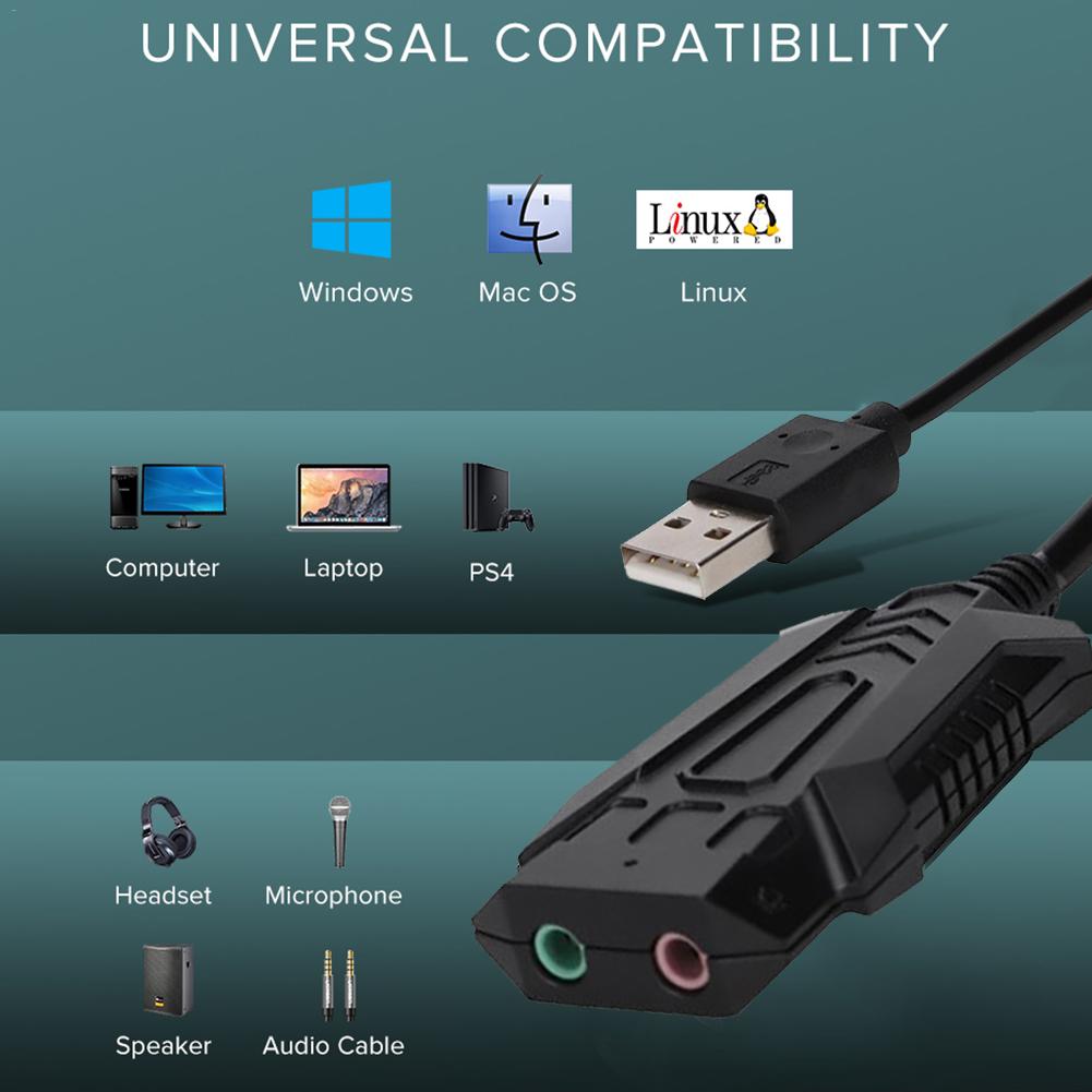 USB Sound Card External Desktop Computer Notebook For PS4 Audio Adapter Stereo Sound Card For Windows Mac Linux PC Laptop