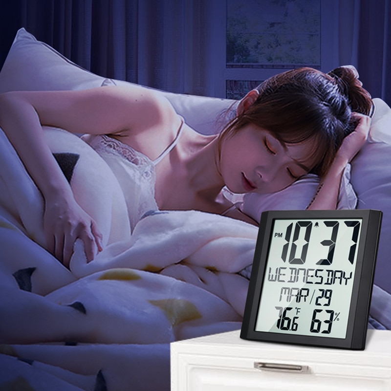 Slim Atomic Wall Clock with Indoor/Outdoor Temperature & Humidity Full Calendar and Large Display