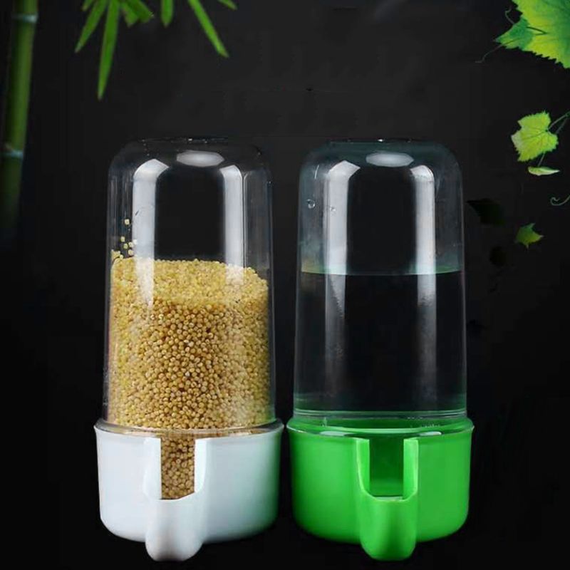 2 Pcs Bird Feeder and Drinker Set Clear Plastic Seed and Water Dispenser Large Capacity Fits Most Cage Automatic Feeding