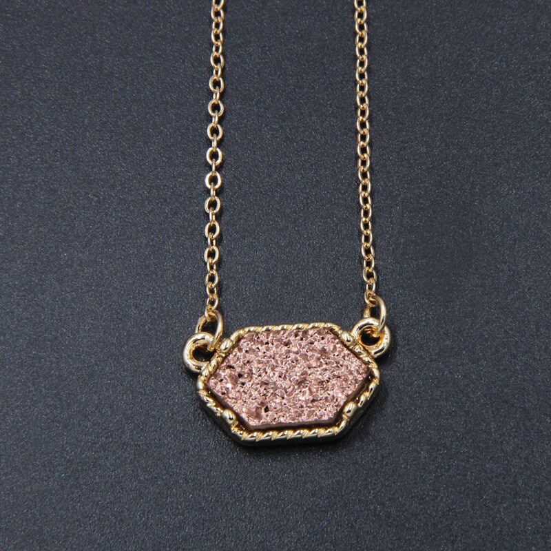 Gold Harz Druzy Drusy Anhänger Halskette Bunte Acryl Kragen Schmuck für Frauen Mädchen Kleid Hochzeit Party: Gold  brown