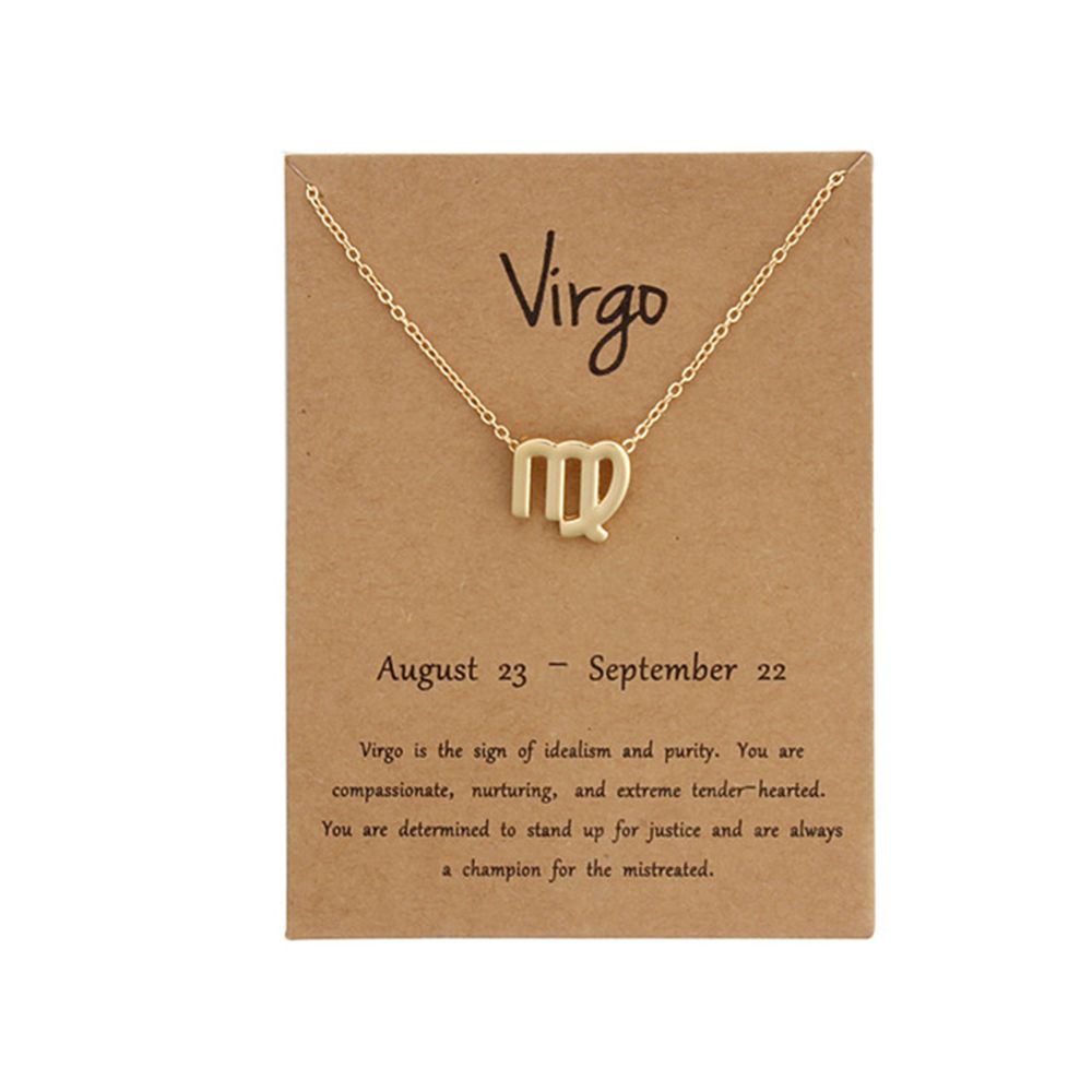 12 Constellation Pendant Necklace Zodiac Sign Necklace Birthday Message Card for Women Girl Jewelry Arrivals: Virgo