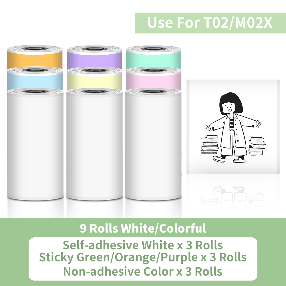 T02 Portable Printer Phomemo Mini Sticker Printer Self-adhesive Labels Inkless Sticker Printer for Journal, Notes, Photo, DIY: black