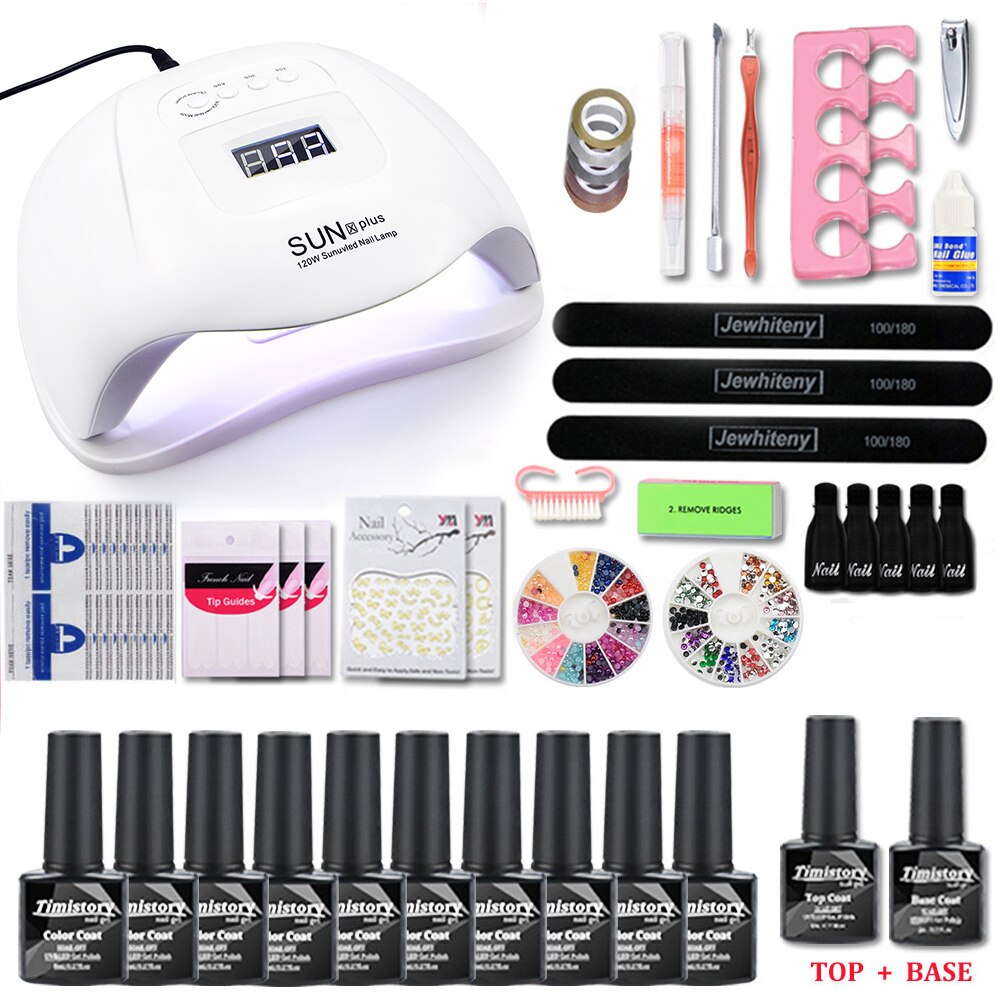 Super Nail Set Met 120W Nail Dryer Kiezen 20/10 Kleur Gel Nagellak Kit 35000Rpm Electric Nail Boor machine Manicure Set: 120W SUNX Set 2