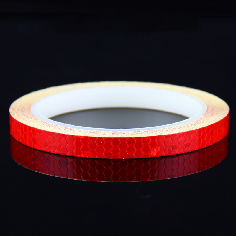 Bike Wheels Reflective Stickers Cycling Fluorescent Reflect Strip Adhesive Tape for 1cm*8m MTB Bicycle Warning Safety Decor Stic: Red