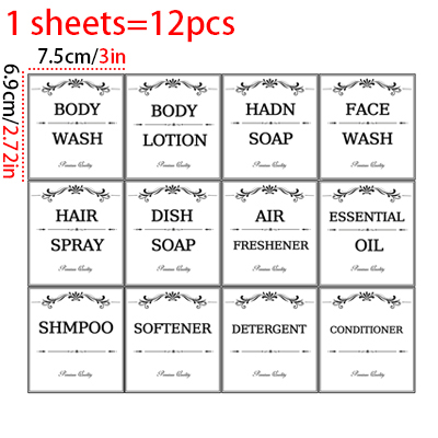 Shampoo Bottle Label Set Bathroom Soap Conditioner Body Wash Labels Soap Dispenser Detachable Waterproof Sticker Set: light yellow