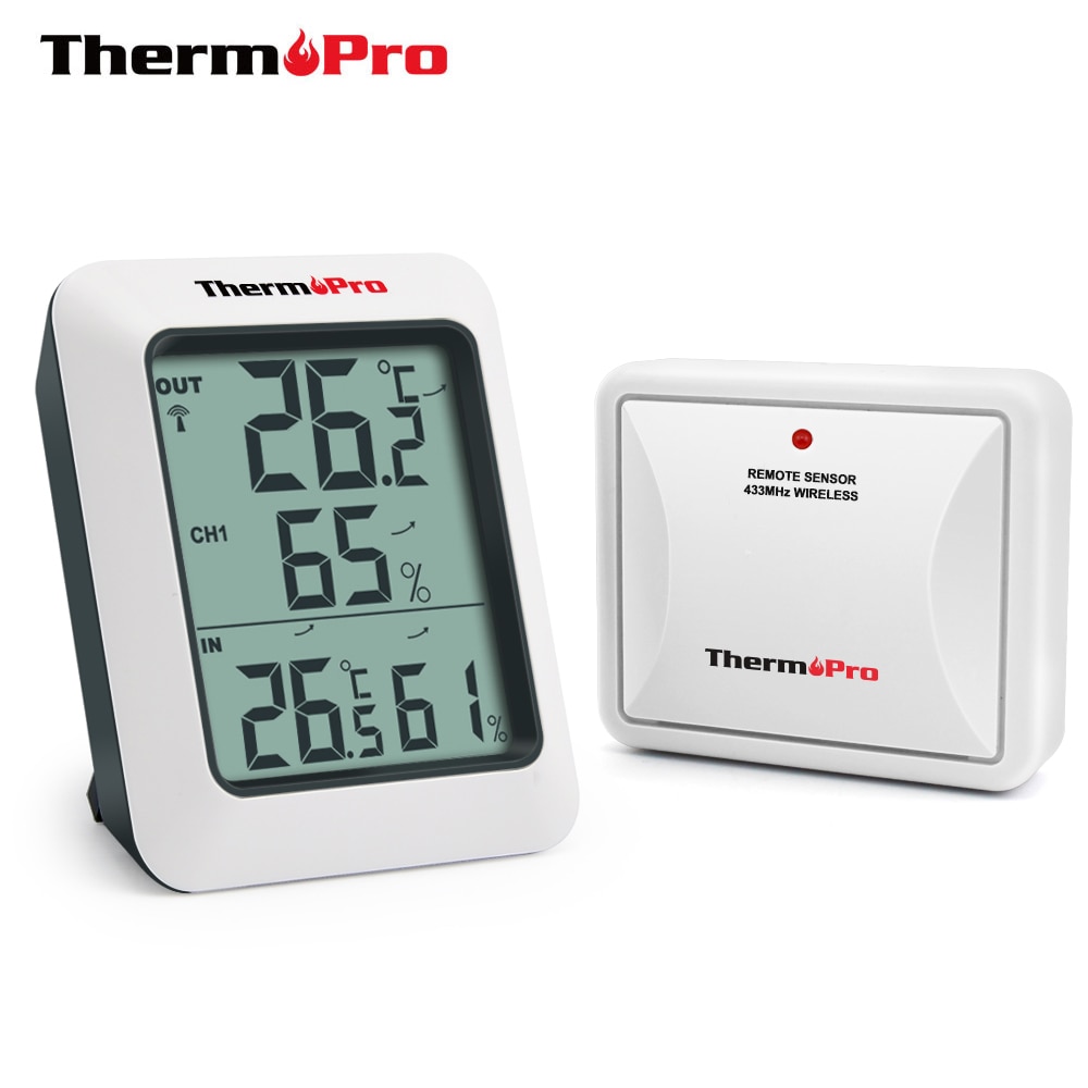 Thermopro  tp60s 60m trådløs hygrometer termometer indendørs og udendørs vejrstation digital temperatur fugtighedsmåler