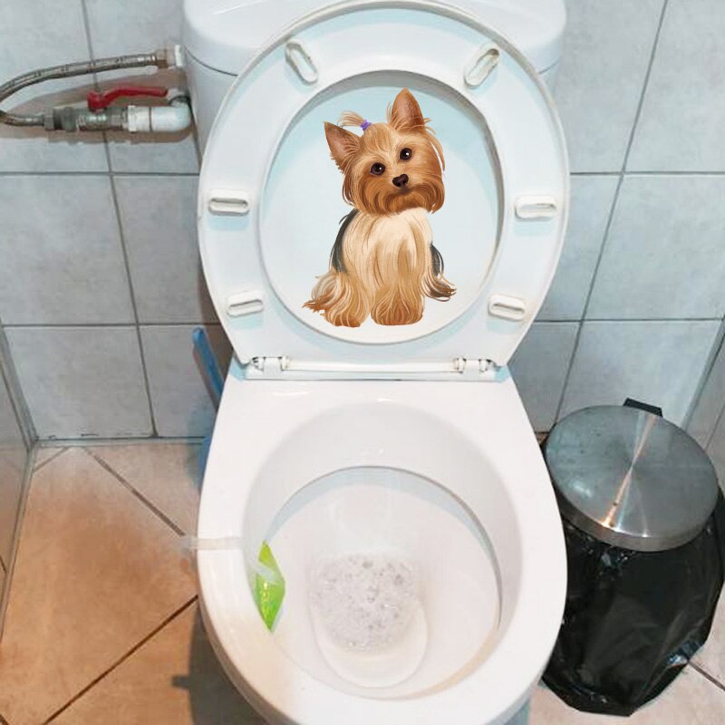 Yoja 14.4 × 22.7cm schattige huisdier badkamer toilet stickers kinderkamer muurdecoratie  t1-2402