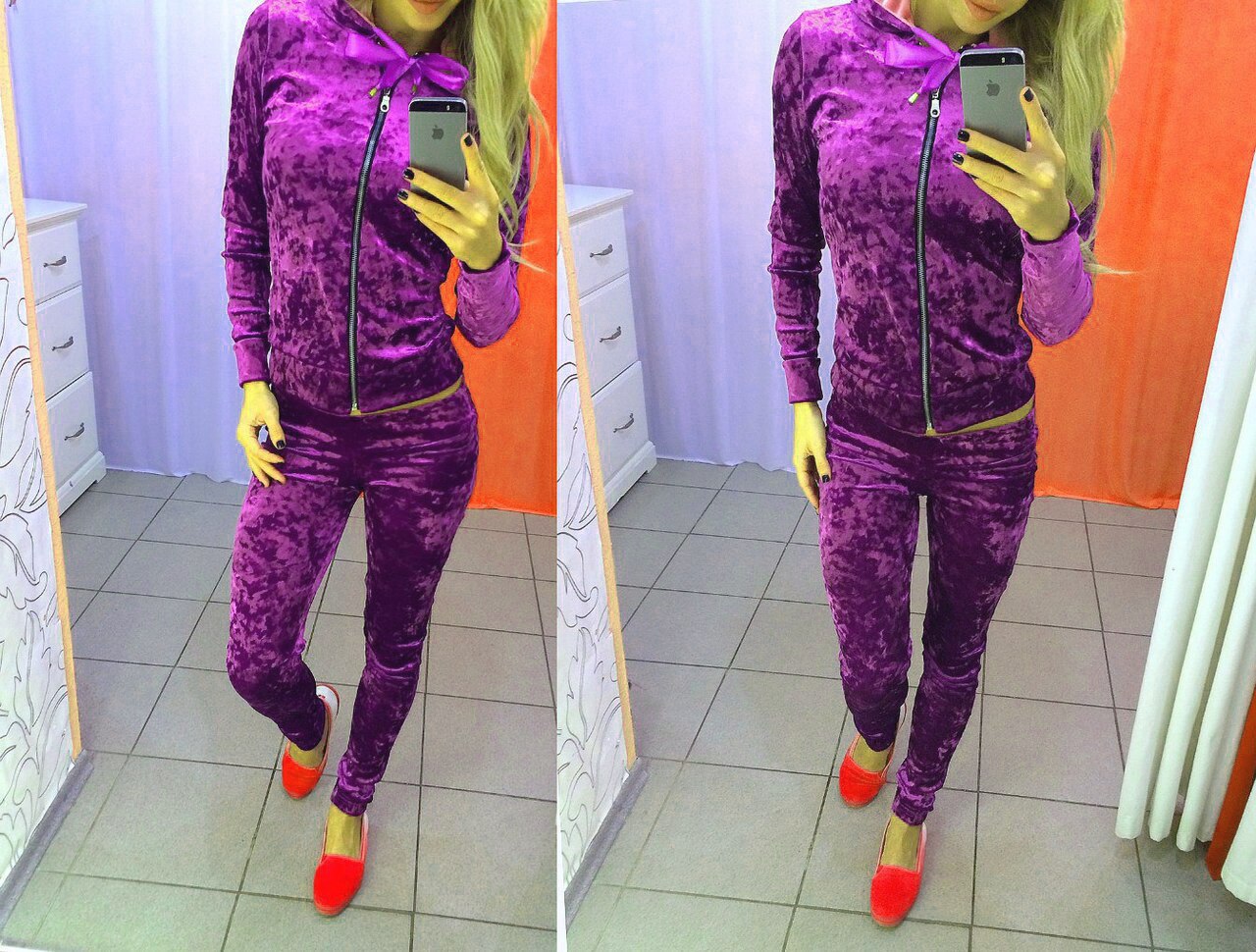 Green zipper Suit Set Women Tracksuit Two-piece Style Outfit Sweatshirt Sport Wear