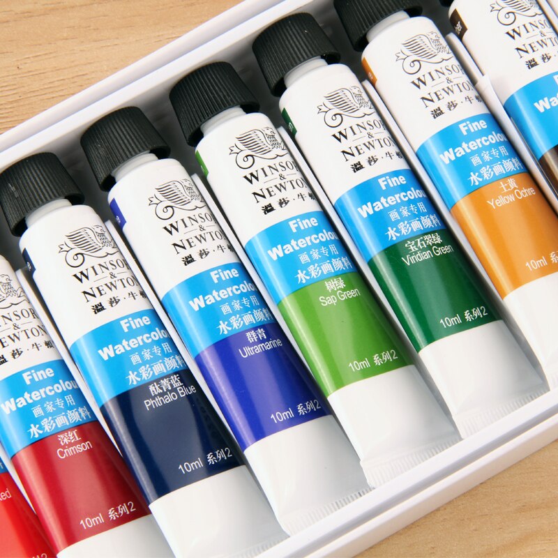 Winsor newton 12/18/24/36 färg akvarell set akvarellfärg för studentritning målning för konstfärgtillbehör