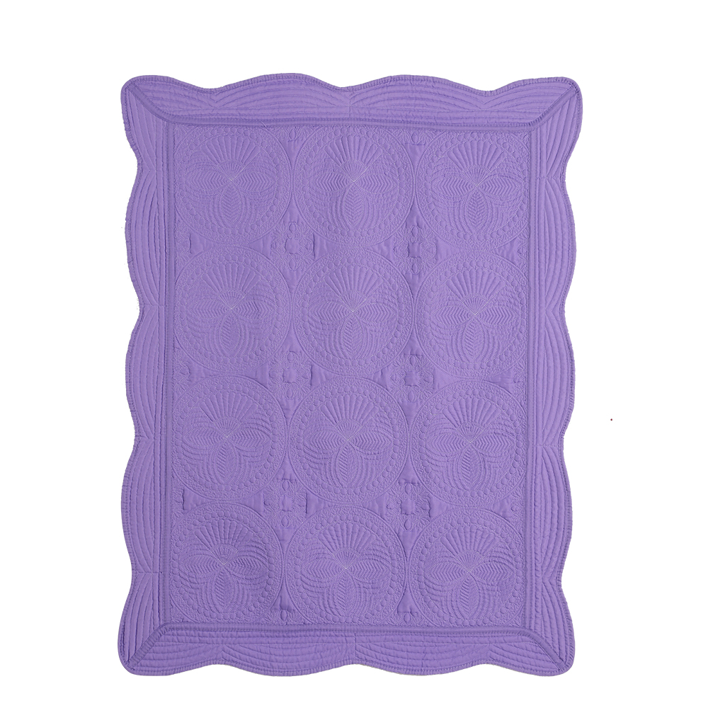 Cotton baby quilt monogrammed embossed patchwork embossed scalloped blanket for children four seasons: Violet