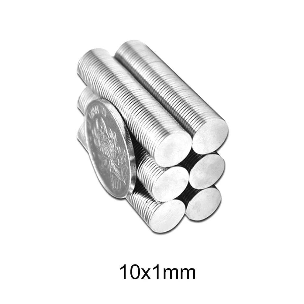 Imán delgado de neodimio fuerte, disco magnético permanente, redondo, 10x1mm, 10X1mm, 50 ~ 1000 Uds.