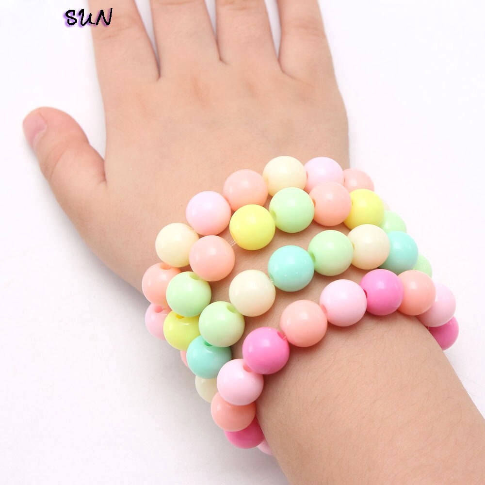 1 pièces/coloré acrylique perles Bracelets filles bébé élastique perlé Bracelets pour fête enfants enfant bijoux