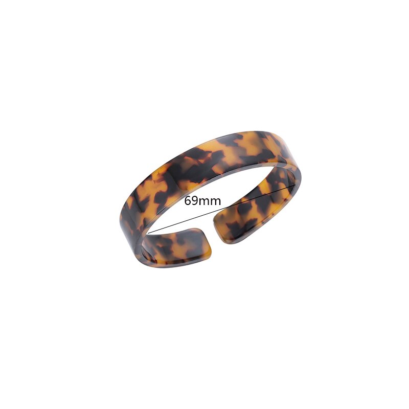 Tortoiseshell Cuff Acrylic Wide Bangles Bracelet For Women Vintage Resin Leopard Round Trendy Wedding Jewelry One Piece: 006