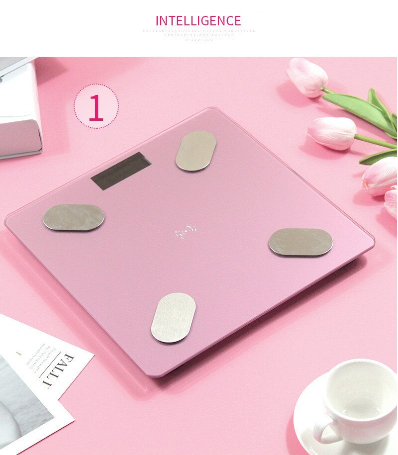 2020Body Fat Scale Smart BMI Scale Battery USB charging Bathroom Wireless Weight Scale Balance bluetooth APP: USB charging pink