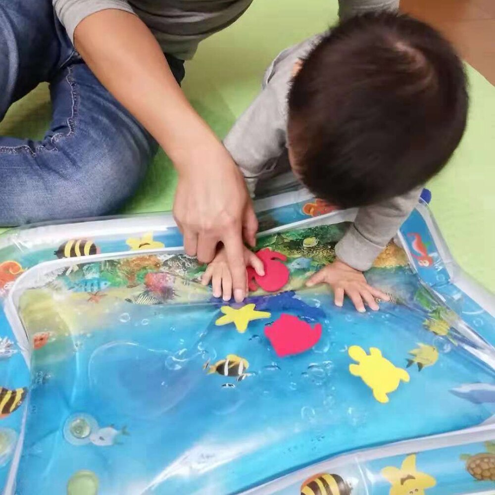 Inflatable Baby Water Mat Infant Tummy Time Playmat Toddler Fun Activity Play Center for sensory stimulation, motor skills