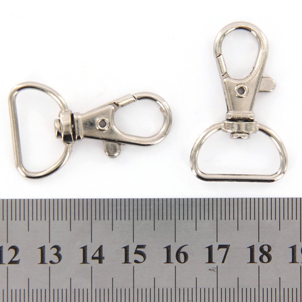 10pcs 23mm x 38mm silver color swivel carabiners