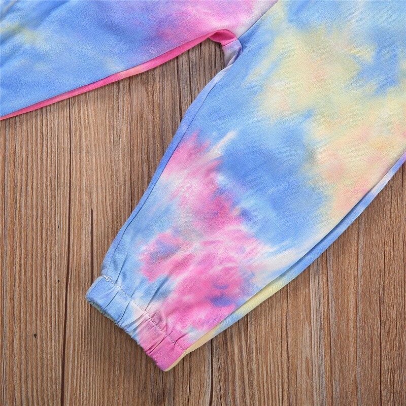 1-5Years Autumn Clothes Set Kids Home Service Suit Tie-dye Printing Long Sleeve Tops+Pants Toddler Clothes Kids Boy Outfits