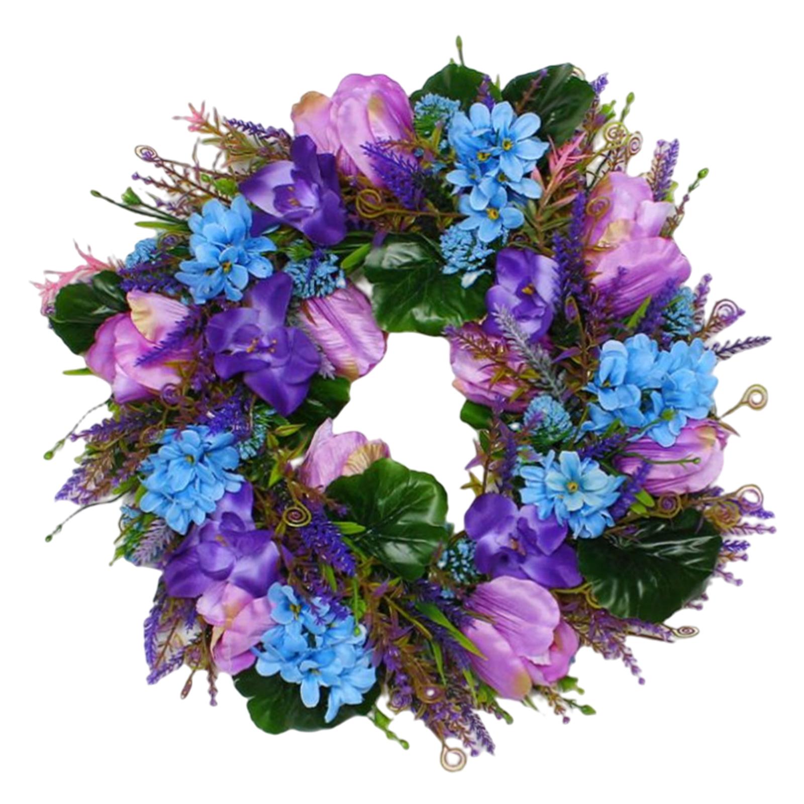 14 inch Colorful Flower Wreath Floral Wreath Lavender Wreath Artificial Spring