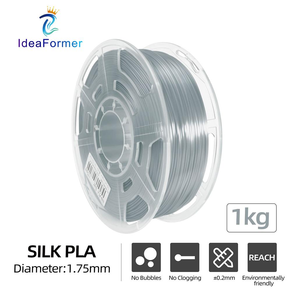 Ideaformer 1.75Mm Pla Zijde-Pla Filament 1Kg Transparante Spool Multi-Coloured Verbruiksartikelen 3D Plastic Printing Materialen filamento.: Silk PLA-Silver