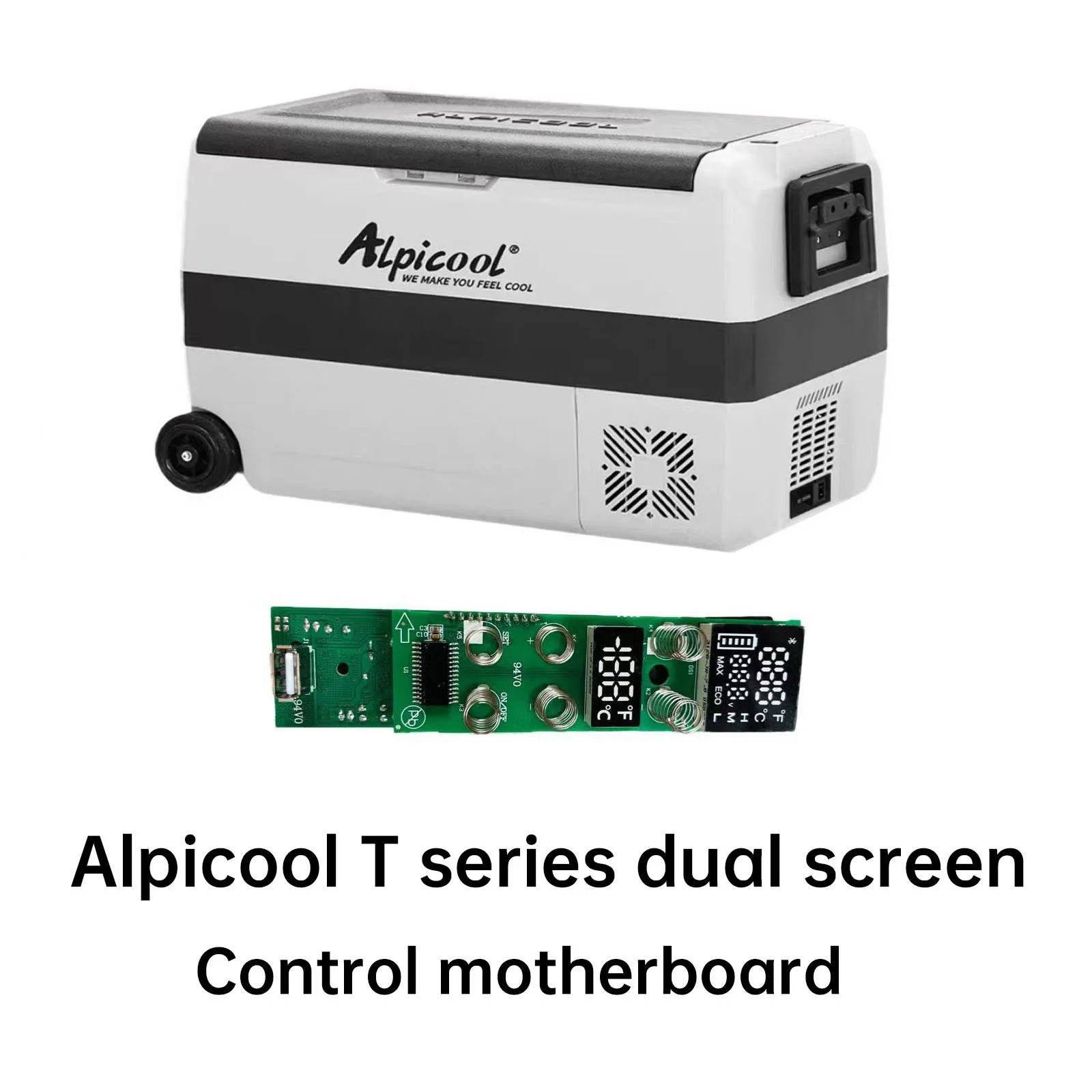 Alpicool Auto-Kühlschrank-Bedienfeld, kleiner Gefrierschrank, tragbarer Kühler für den Heimgebrauch, Fahrzeug, LKW, kalter Mini-Kühlschrank mit Bluetooth: YELLOW
