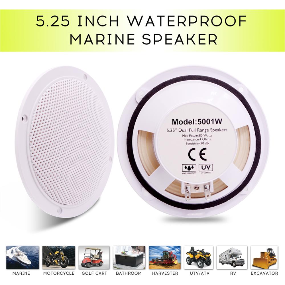 5.25inch 2Way 160W Marine Stereo Boat Waterproof Speaker Bluetooth Motorcycle Outdoor Audio Sound System For SPA UTV ATV Golf