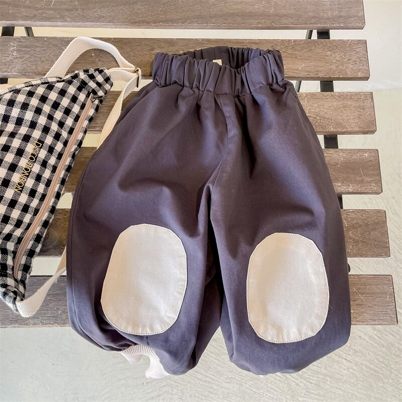 Pantaloni casual allentati in cotone per bambina: Dark Blue / 5T