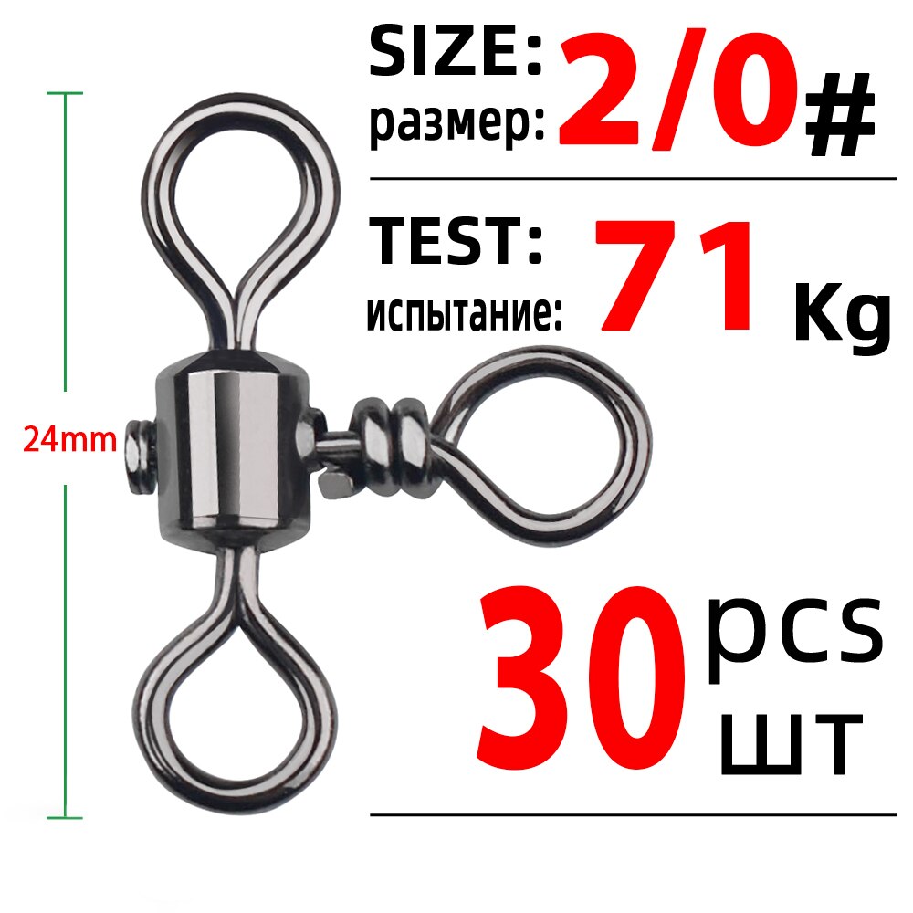 Dndyuju 30Pcs 3 Manier Barrel Cross Lijn Vissen Draaibare Met Effen Ring Messing Vissen Haak Lijn Connector Vissen Accessoires: Size 2l0