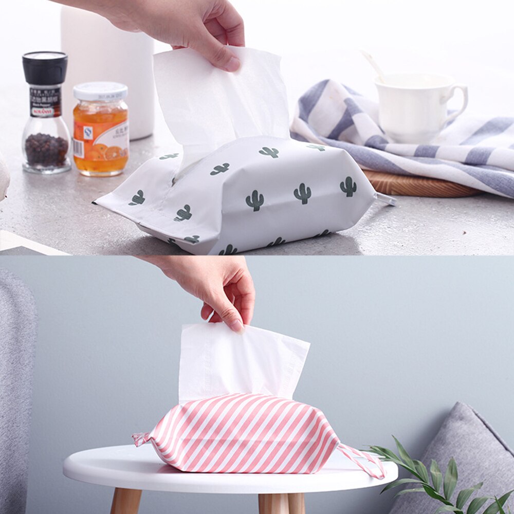 Caja para pañuelos de tela con dibujos animados creativos, bolsa de almacenamiento de papel para servilletas colgantes para baño, sala de estar y coche, contenedor de papel para decoración del hogar