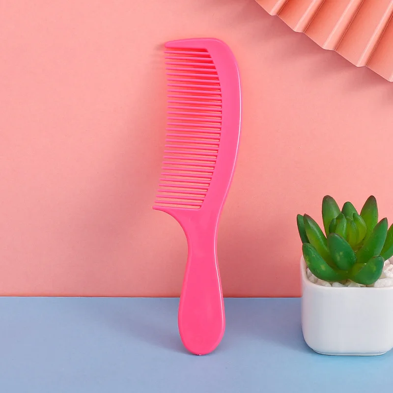 Cepillo de pelo de mano con gancho húmedo, peine rizado, peine plano de plástico, masaje del cuero cabelludo, peine Alisador, herramienta de peinado de peluquería, desenredar: Negro