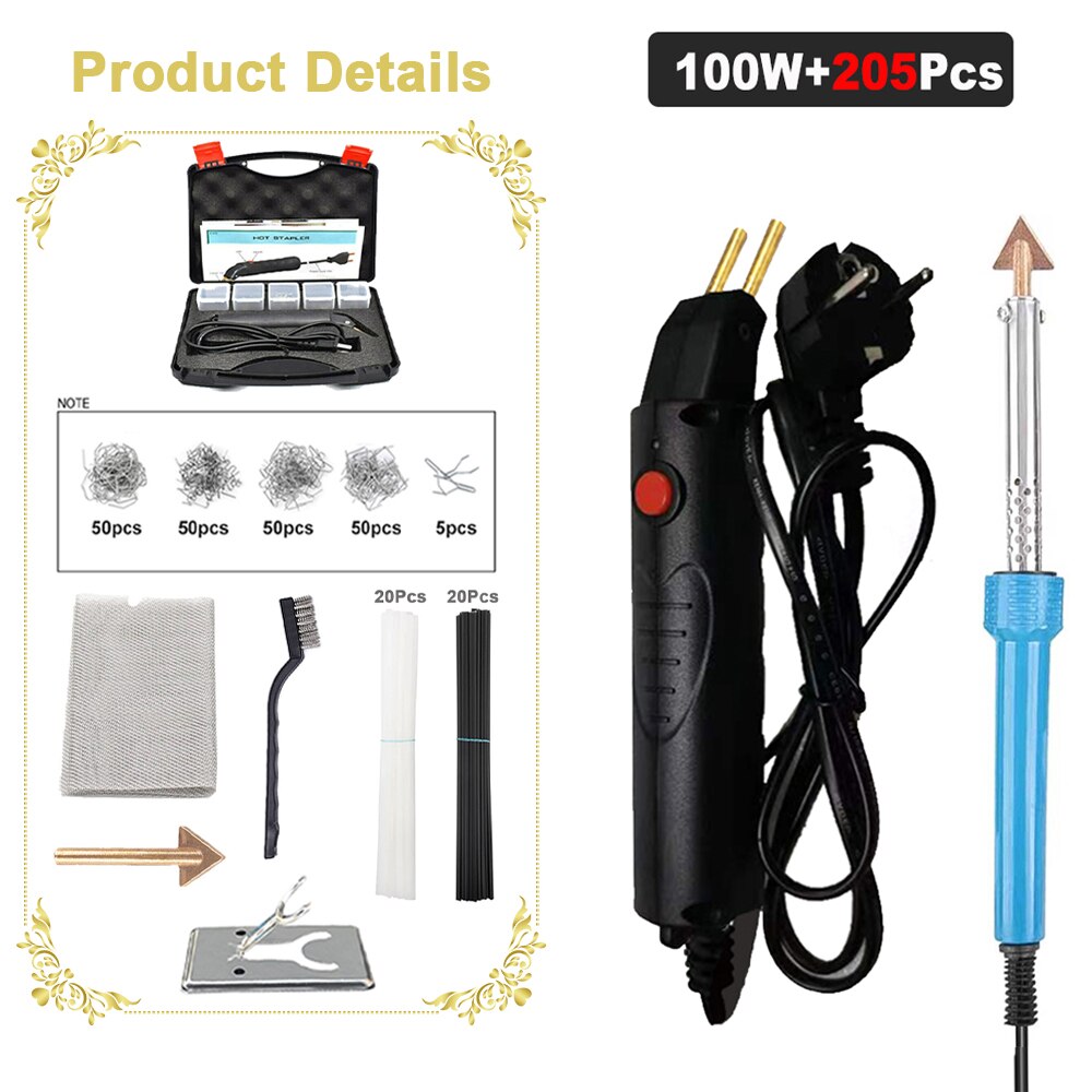 100W Plastic Welding Machine Stapler Electric Soldering Iron Car Bumper Repair Kit PVC Portable Garage Tool With Storage Bag: 110V US plug / Luxury package B