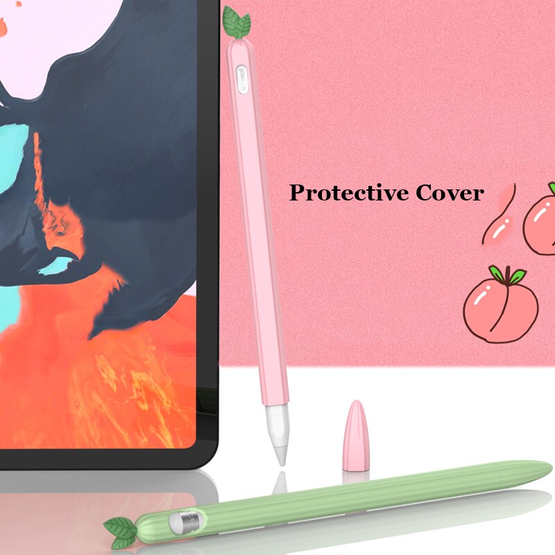 Voor apple pencil 2 hoesje schattige fruit cartoon pencil 2th hoesje tablet touch stylus pen beschermhoes etui draagbare siliconen hoes