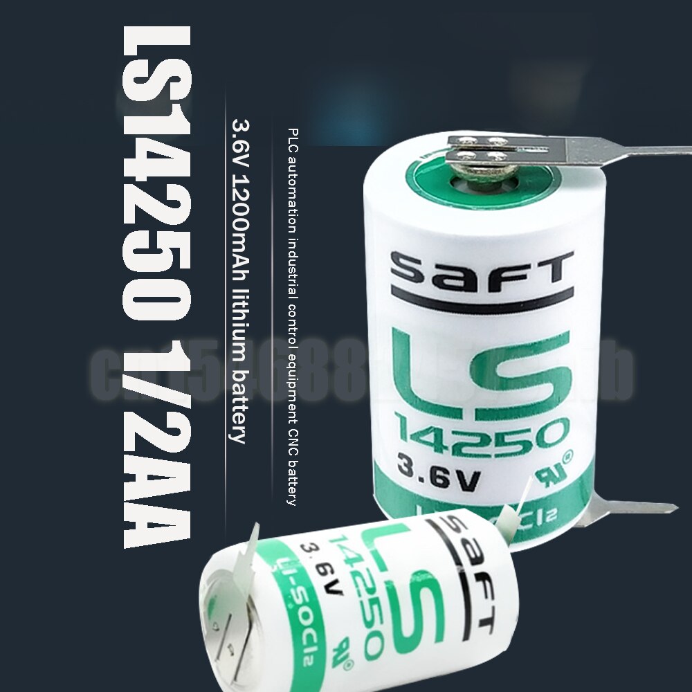 2pcs SAFT 14250 LS14250 14250 3.6V 1/2 AA 1/2AA 3.6V 1200mAh Lithium Battery With Pins For PLC CNC Water Meter Primary Battery