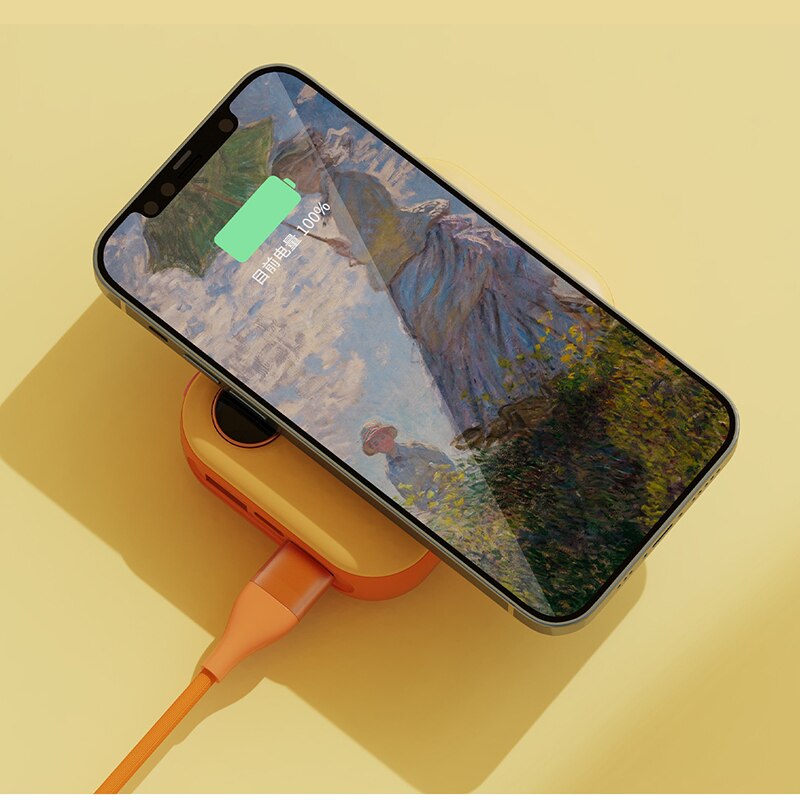 10000Mah Power Bank Met Draadloze Oplader Grote Capaciteit Draagbare 15W Draadloze Oplader Power Bank Leuke Camera Stijl Power bank