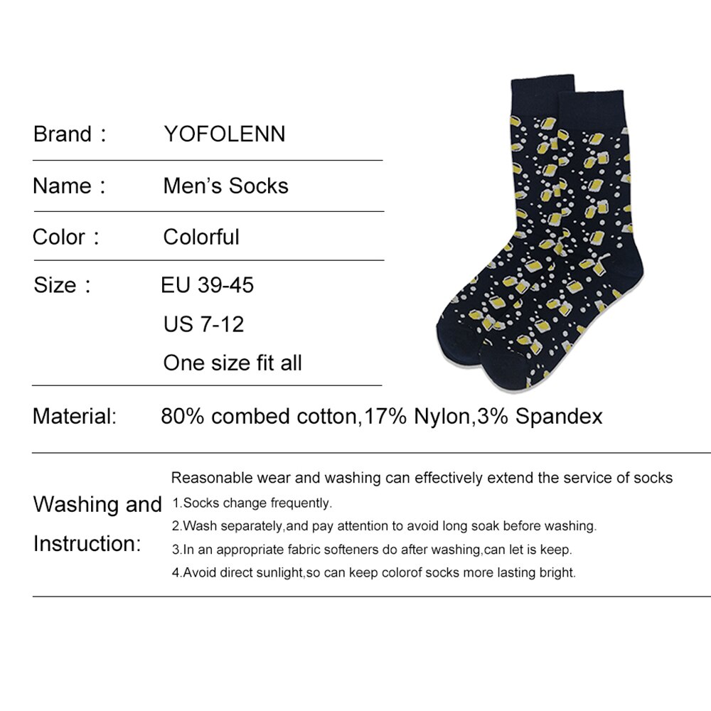 Calcetines de algodón peinado para hombre, calcetín largo, negro, 1 par