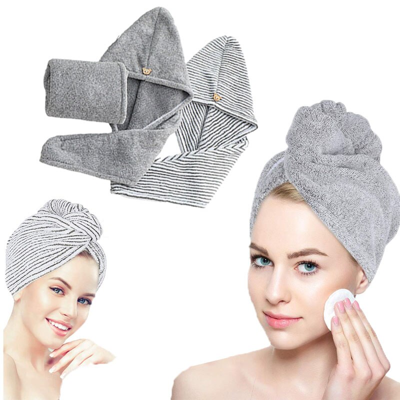 Toallas para el cabello de fibra de carbón de bambú, turbante para la cabeza de baño, secado rápido, Antifrizz, para secar el cabello, para mujeres y niñas