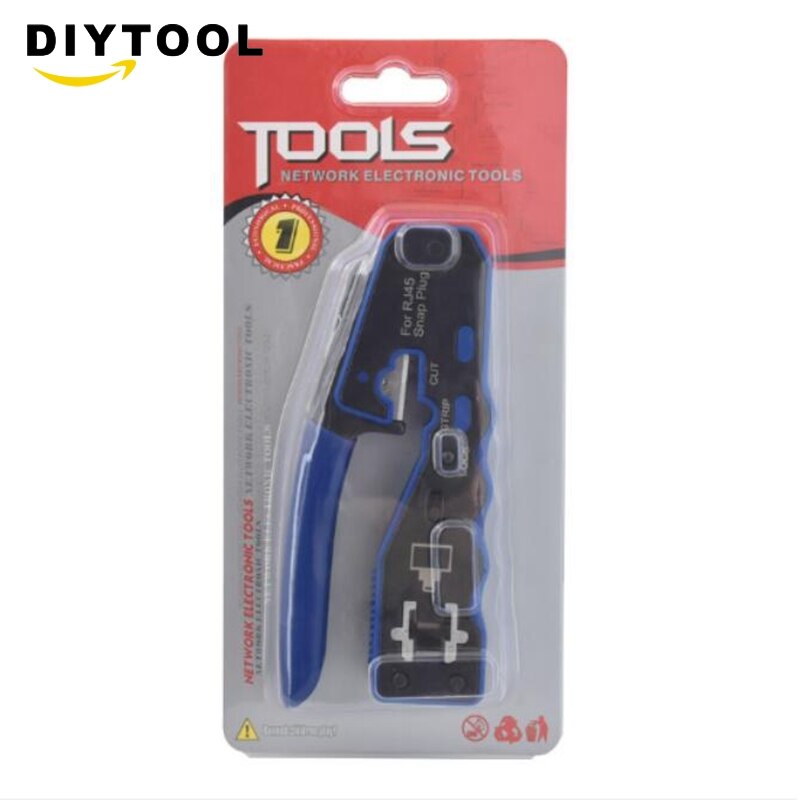 RJ45 Crimp Tool Pass Through Cutter for Cat6 Cat5 Cat5E 8P8C Modular Connectors All-In-One Wire Tool