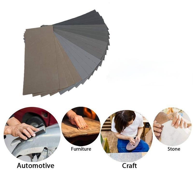 20pc Set di carta vetrata 1000/2000/3000/5000/7000 grana carta abrasiva carta abrasiva abrasiva ad acqua/a secco per lucidatura di metalli in legno Automotive