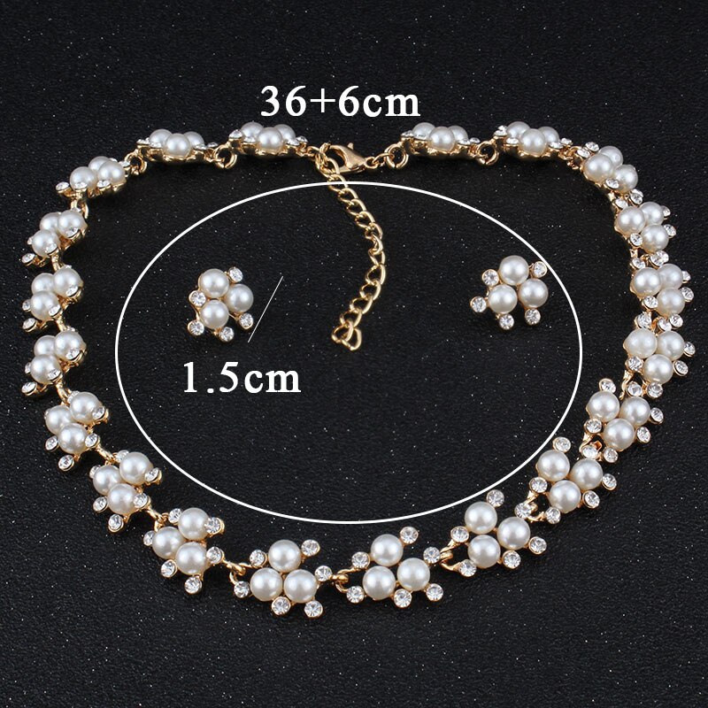 Jiayijiaduo Evening Dress Wedding Imitation Pearl Jewelry Sets Necklace Earrings for Charm Women Clothing Accessories Gold Color