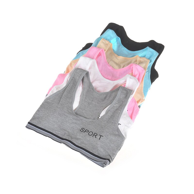 Cotton Young Girls Training Bra Puberty Gym Underwear Wireless Teenager Girls Sport Bra With Chest Pad Teens Girls Sports Bra