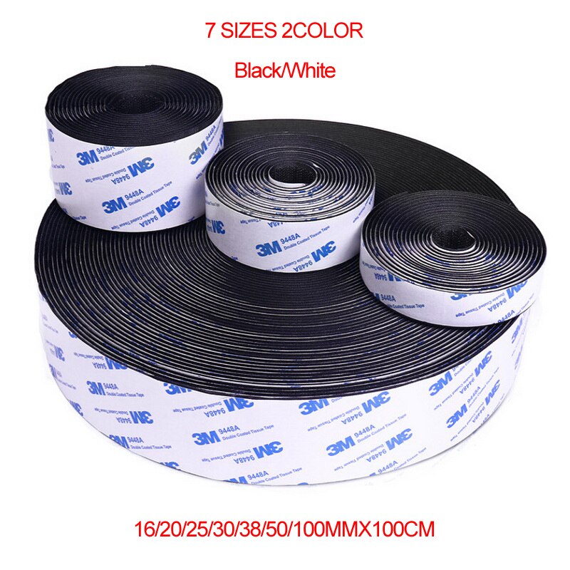 100CM/Pairs 16/20/25/30/38/50/100MM Magic Velcro Tape with Glue for DIY