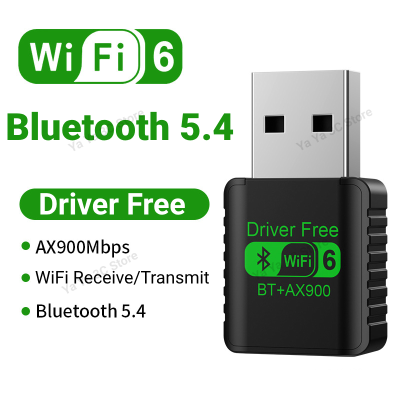 900Mbps WiFi USB Adapter 2 in 1 Bluetooth 5.4 Wifi 6 Network Card 2.4G/5Ghz WiFi Lan Receiver For PC/Laptop Win10/11 Driver Free: WHITE
