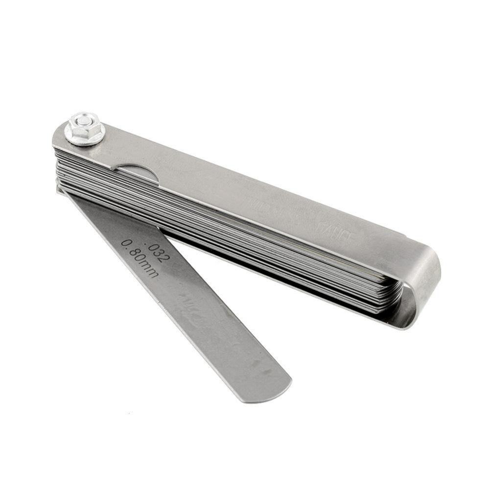 Stainless Steel Feeler Gauge 32 Blades Scale 0.04-0.88mm Thickness Gap Metric Imperial Filler for Pressure Gauge Valve Gasket
