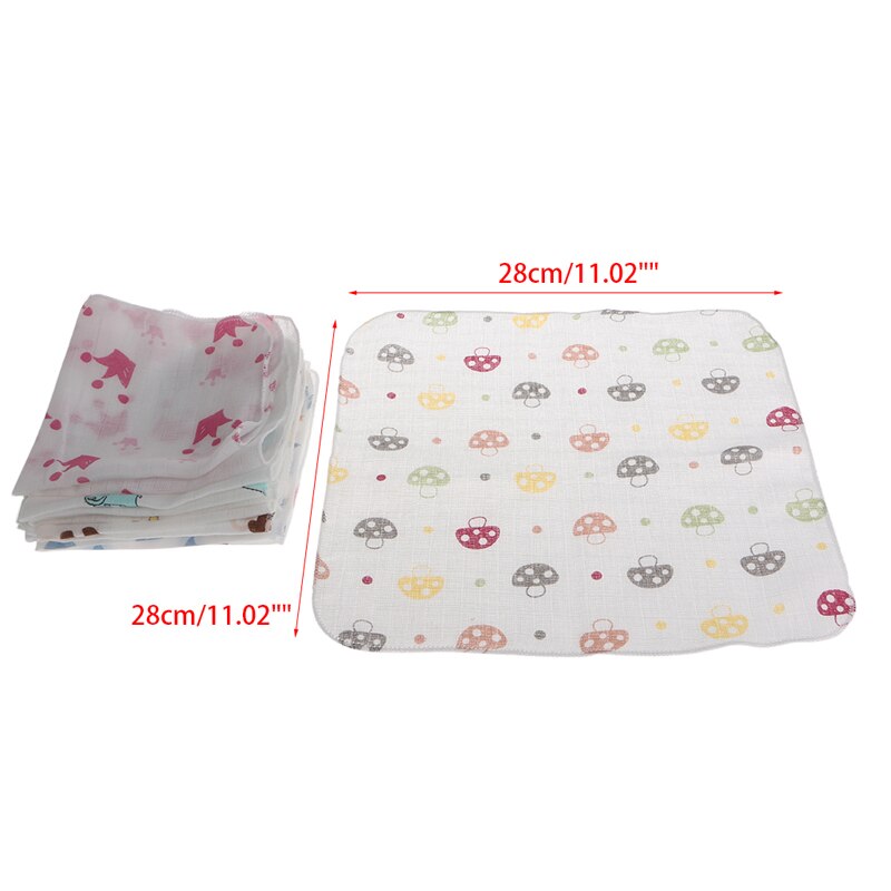 10Pcs Baby Baby Handdoek 28*28Cm Mousseline Handdoek Zakdoeken Twee Lagen Veeg Handdoek