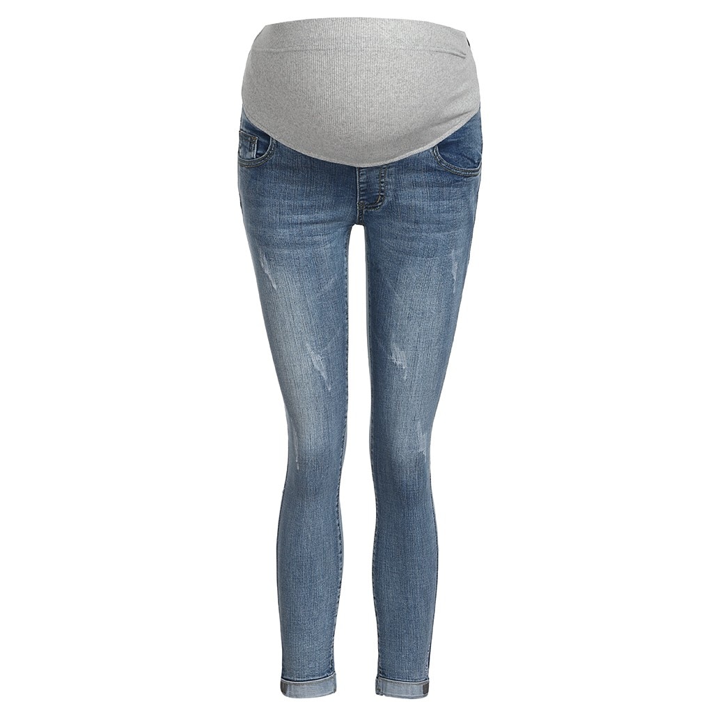 Byxor för gravida kvinnor kläder elastisk midja gravidbyxor buken graviditet jeans stretch leggings kläder dam