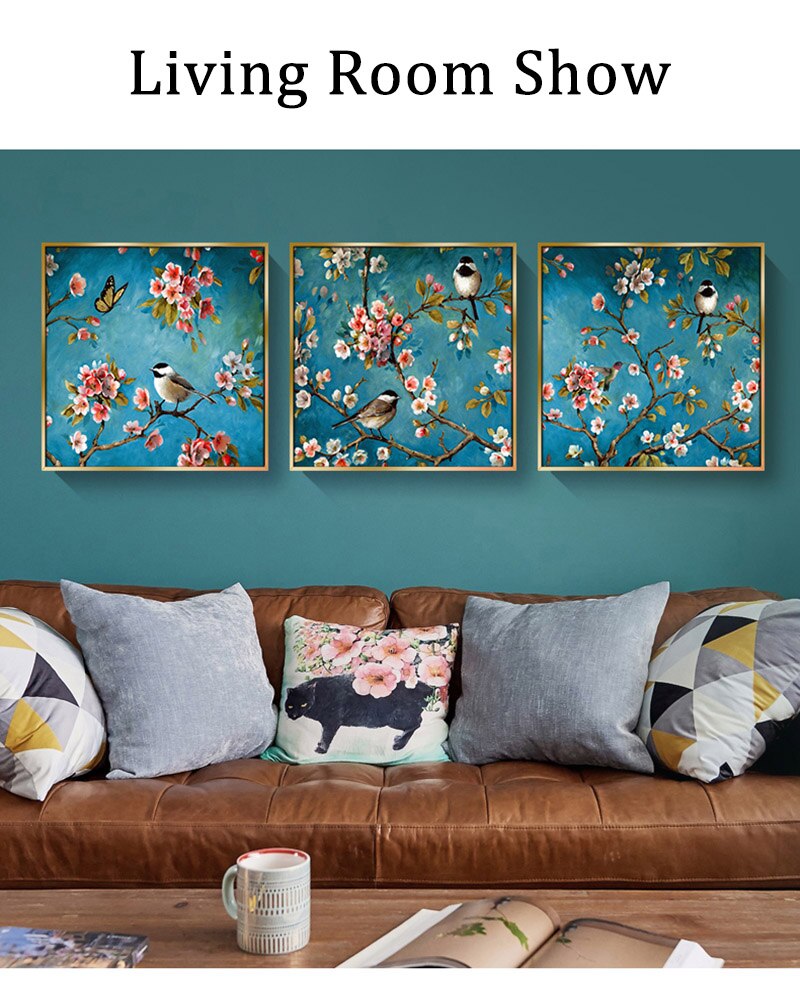 Chinese Stijl Poster Wall Art Canvas Schilderen & Kalligrafie Vogels Bloemen Posters En Prints Muur Foto Voor Woonkamer Decor