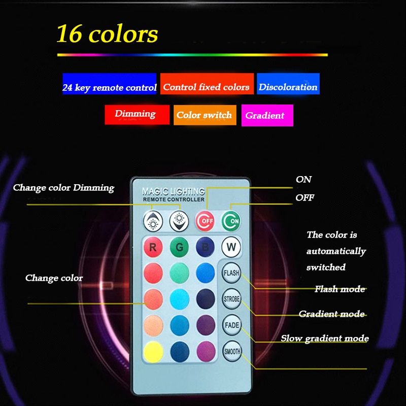 Stage Spotlight Led Lamp 16 Zeven Kleuren Rgb Gepolijst Chroom Ac 9 W Rechts Met Afstandsbediening