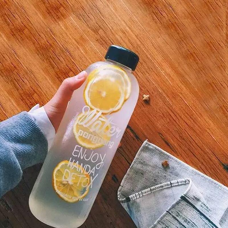 Bärbar klar flaska vattenkopp plastflaska sport plastpåse säck 1000ml/500ml flaska för vandring genomskinlig miketea kopp 1pc