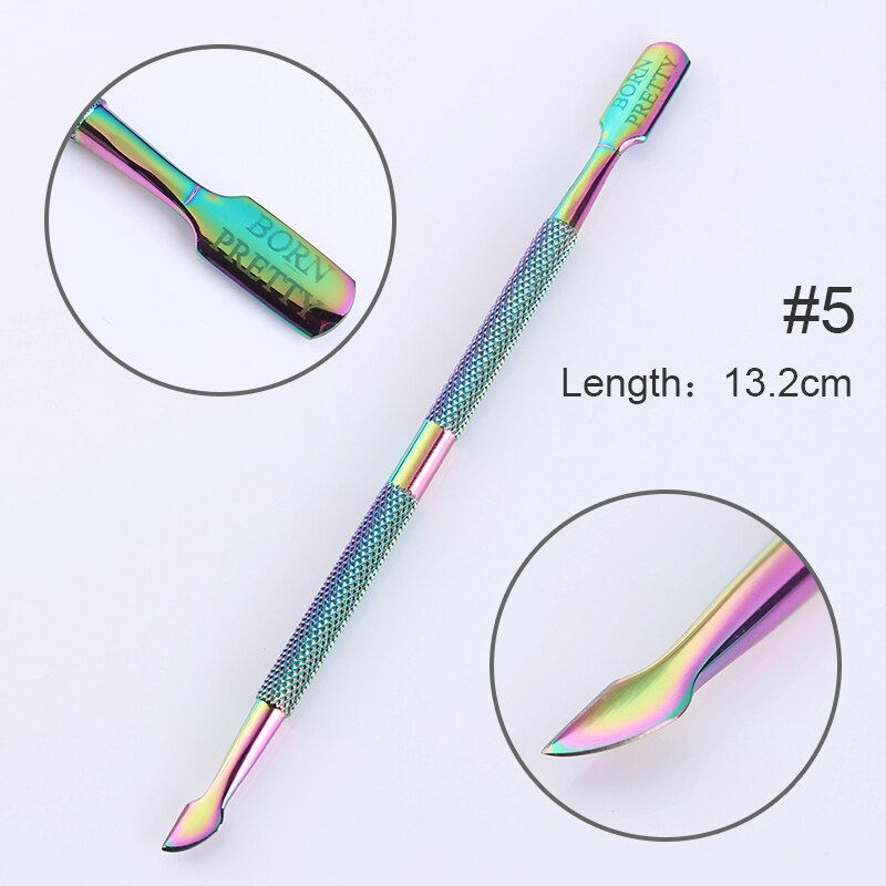 BORN PRETTY Rainbow Nail Cuticle Pusher Dual-use Cuticle Remover Cutter Scraper Cleaner Trimmer Manicure Pedicure Tool: Dark Gray